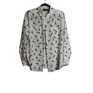 KARL LAGERFELD PARIS Eiffel Tower Button Blouse Size Small
